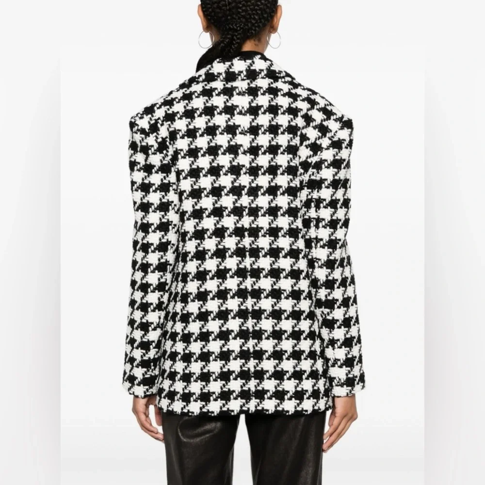 ANINE BING Quinn Blazer in Black & White Houndstooth